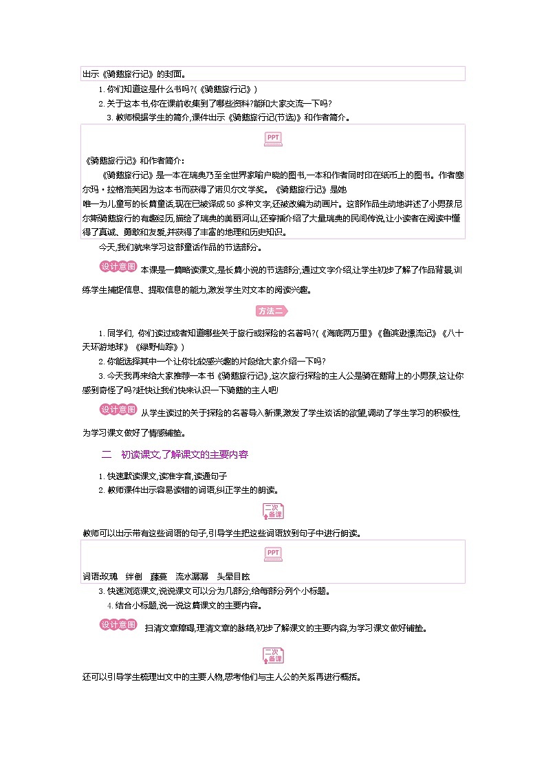 人教版六年级下册第二单元——第六课《骑鹅旅行记》【PPT+教案】02