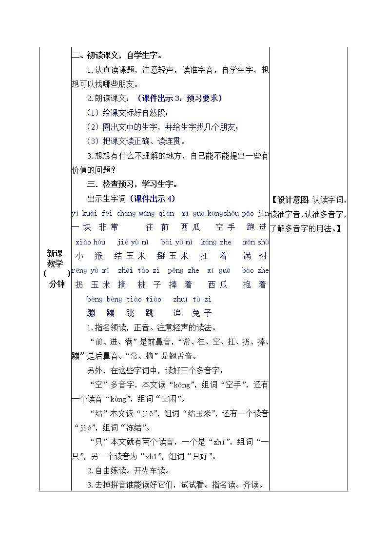 统编版1下语文 18《小猴子下山》教案第2页