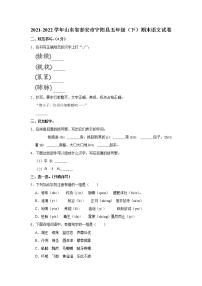 2021-2022学年山东省泰安市宁阳县五年级（下）期末语文试卷