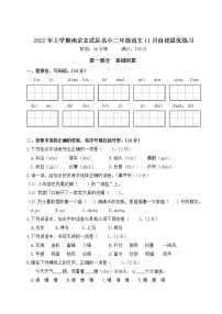 2022年上学期南京玄武区名小二年级语文11月自我提优练习（有答案）