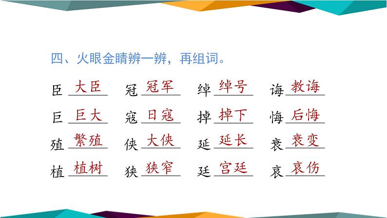 部编版语文五年级上册  字词专项复习（课件PPT）06