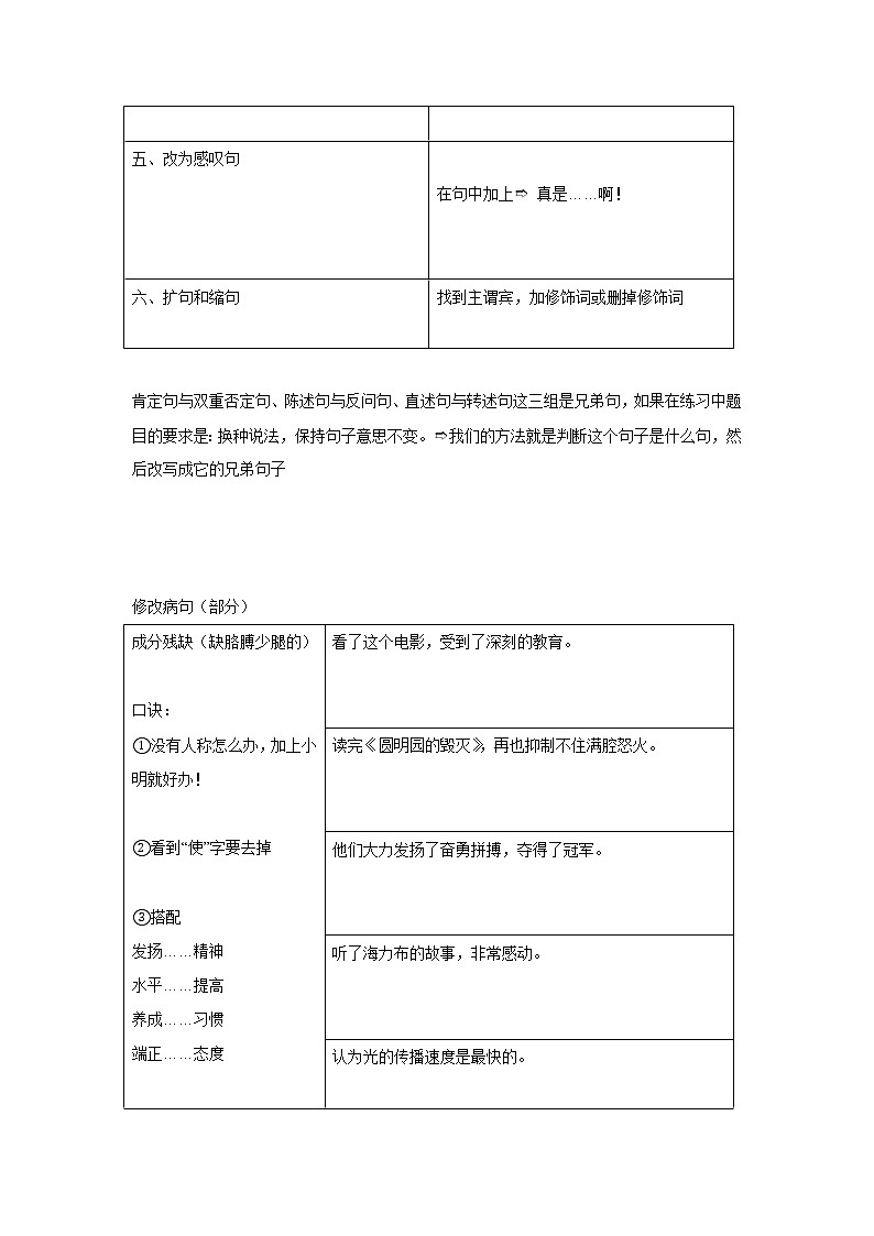 句子专题（学案）部编版语文五年级上册02