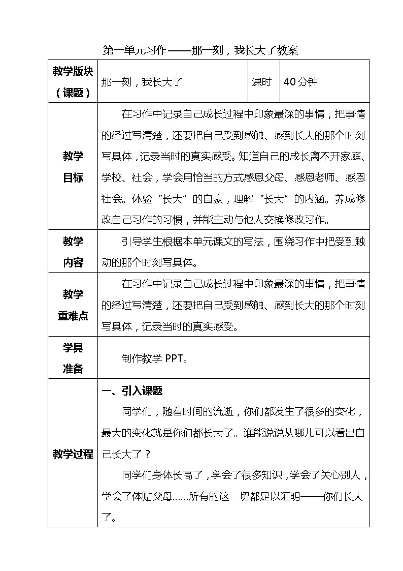 第一单元习作：那一刻，我长大了第1页