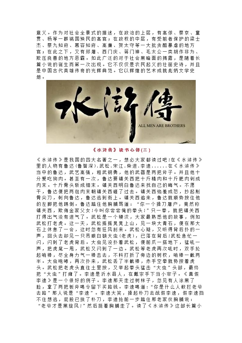 小学语文专题：《水浒传》读书笔记10篇第2页