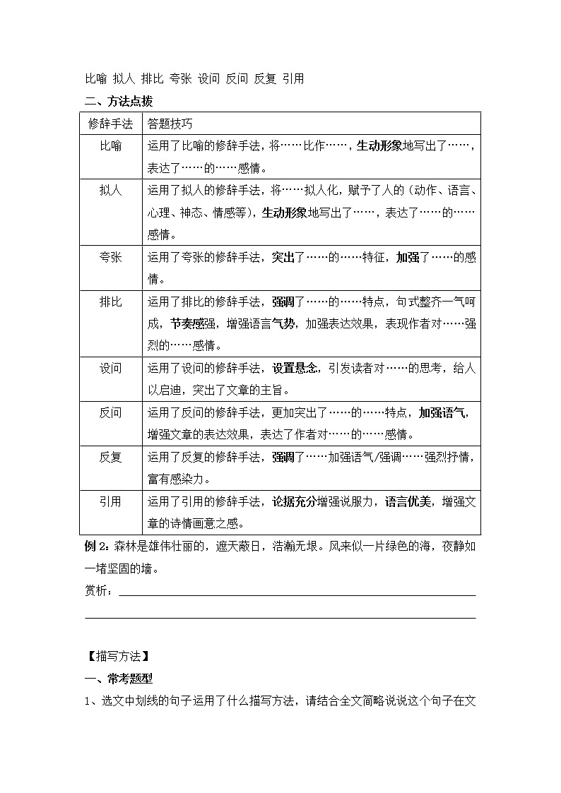 小升初语文知识点复习 专题九：句段赏析之内容篇（学生版）第2页