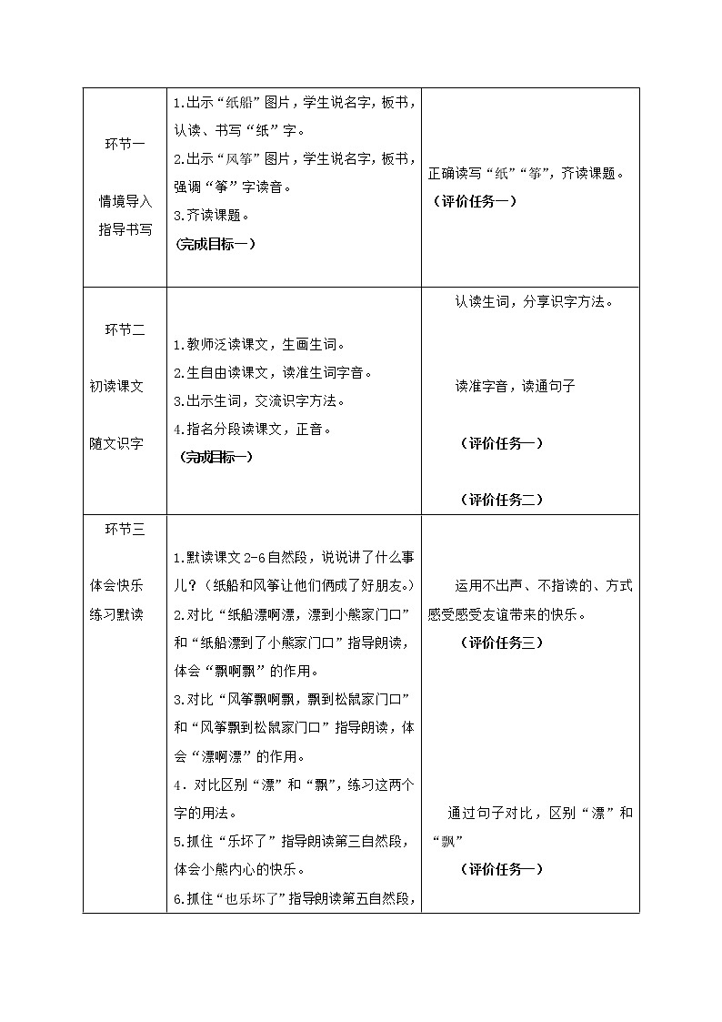23《纸船和风筝》（教案）部编版语文二年级上册03