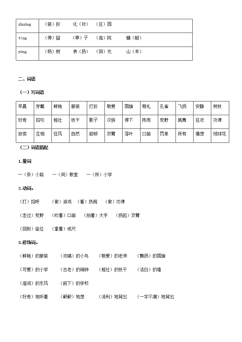 第1单元基础复习（知识梳理+基础检测）三年级语文上册  部编版03