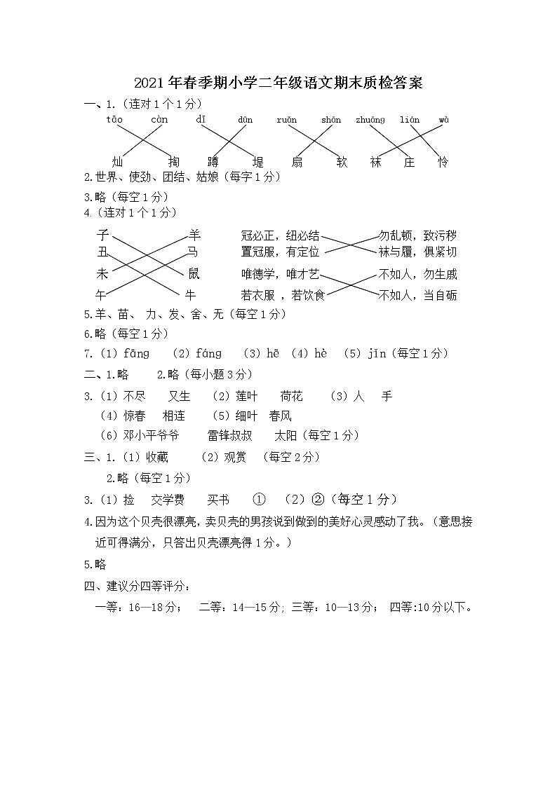 广西玉林市博白县2020-2021学年二年级下学期期末质检语文试题01