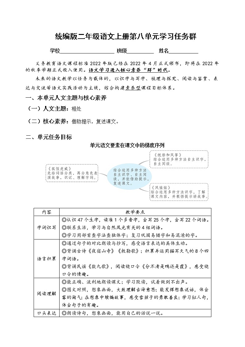 （新课标）统编版二语上第八单元学习任务群名师原创连载 （含答案）第1页