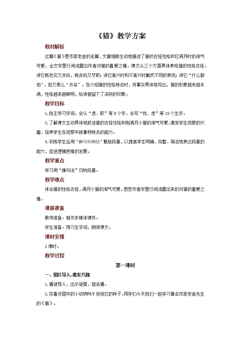 13猫示范教案第1页