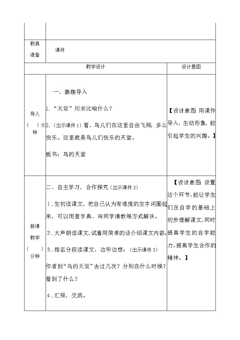 人教部编版语文五年级上册《鸟的天堂 》教学设计02