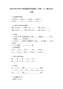 云南省曲靖市富源县2020-2021学年二年级上学期期末语文试卷（有答案）