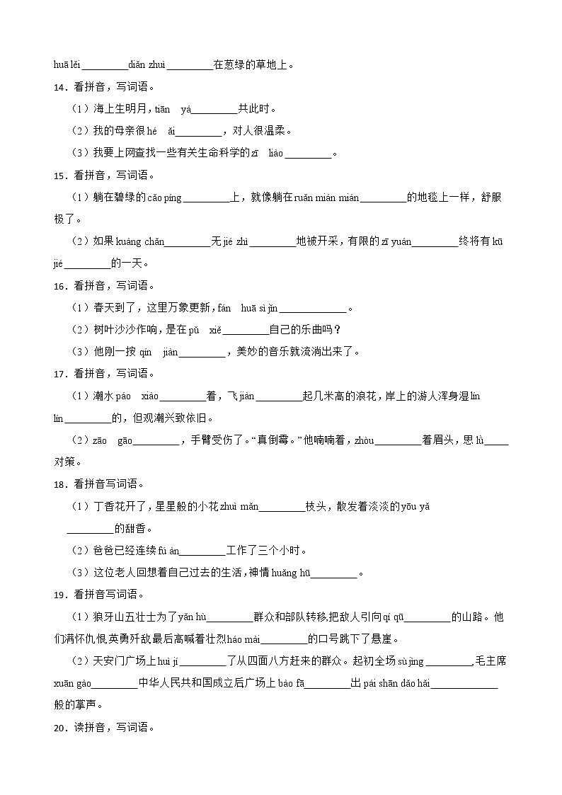 2022-2023学年六年级上册语文期中复习专题——字形附解析学生版第3页