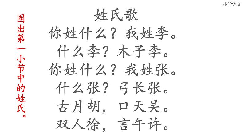 部编版一年级语文下册--2.姓氏歌（课件2）第7页