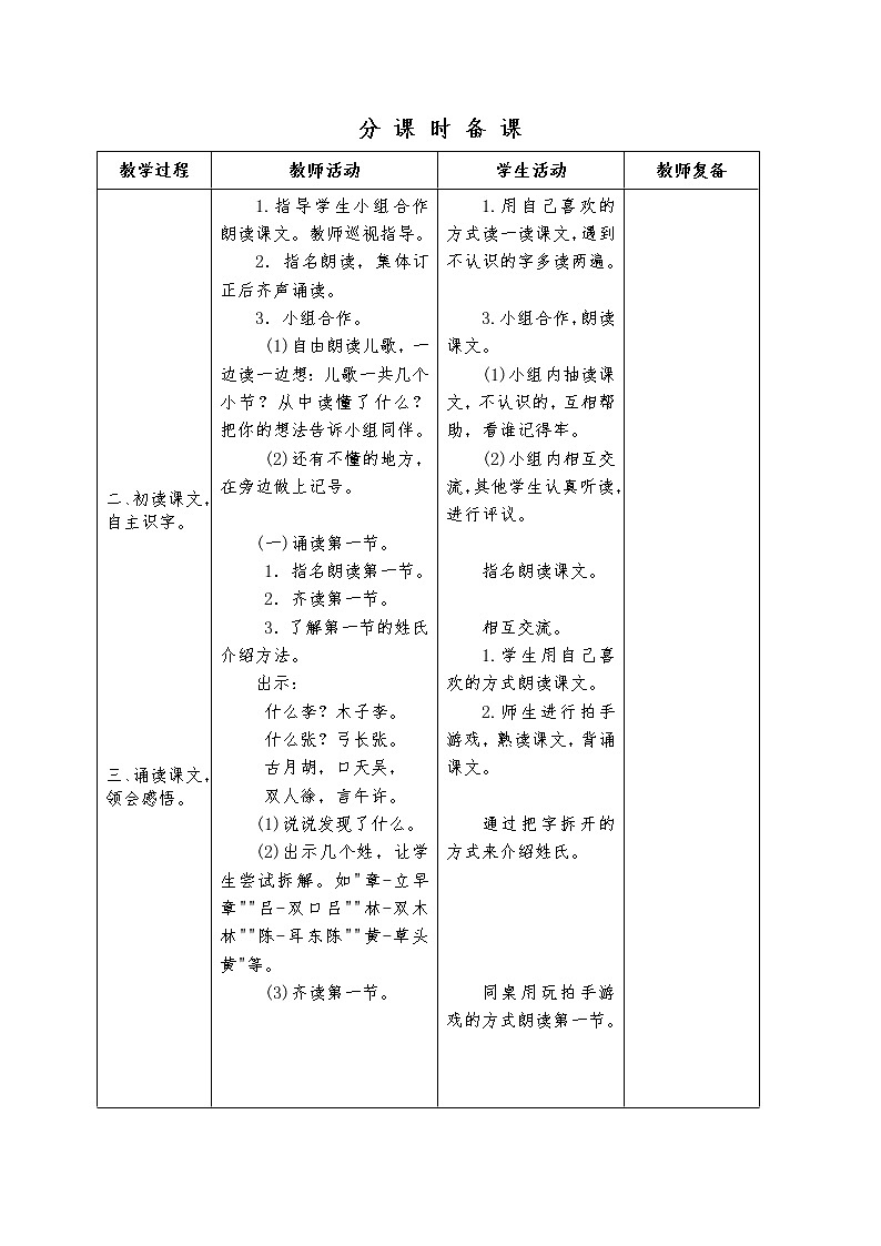 部编版一年级语文下册--2.姓氏歌（教学设计）第2页