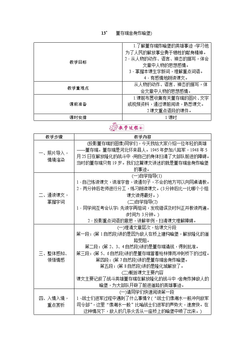 13.董存瑞舍身炸暗堡（教案）01
