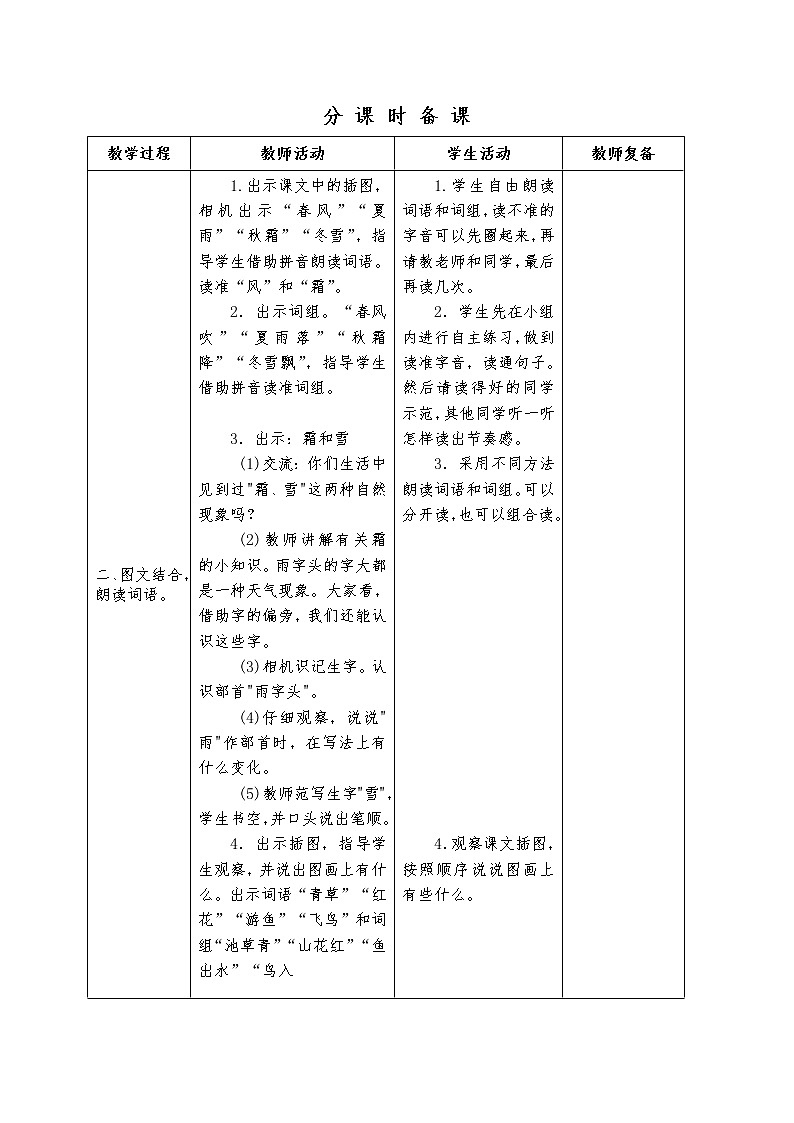 部编版一年级下册语文--1.春夏秋冬（教学设计4）第2页