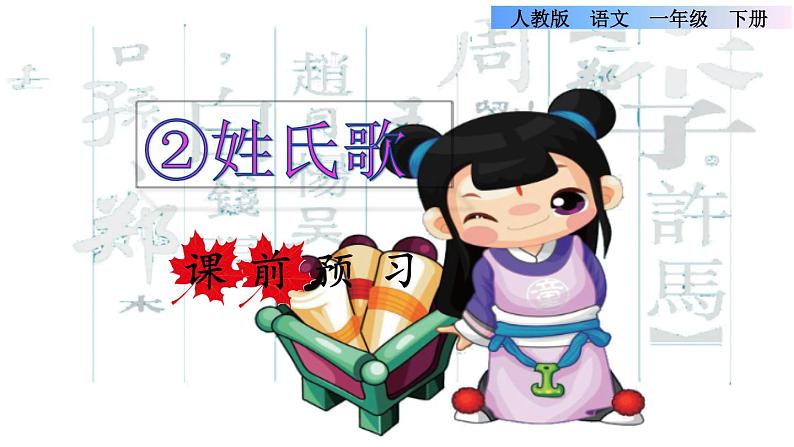 部编版一年级语文下册册--识字2.姓氏歌（课件）01