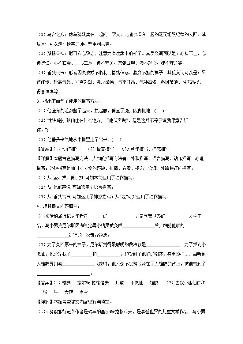６《骑鹅旅行记（节选）》-课中随堂填-六年级语文下册同步试题精编（解析版+学生版）02