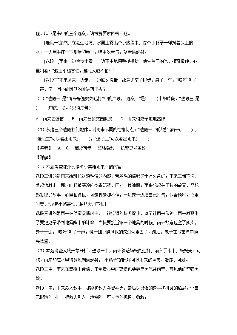 19.《小英雄雨来（节选）》-课中随堂填（解析版）第3页