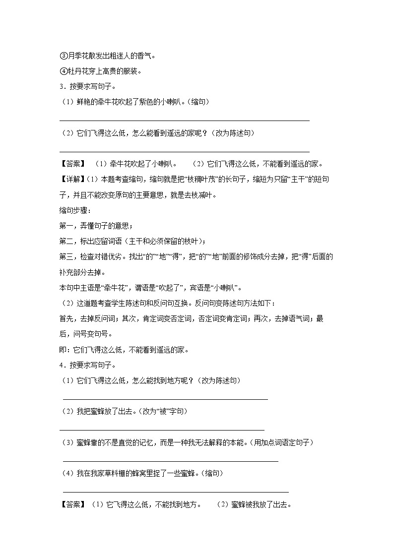 14.《蜜蜂》-课后巩固练-三年级语文下册同步试题精编（解析版+学生版）02