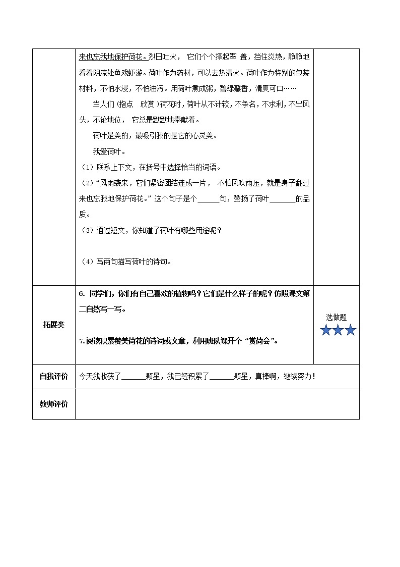 部编版语文三年级下册 第3课《荷花》（第二课时）课件+教案+同步练习02
