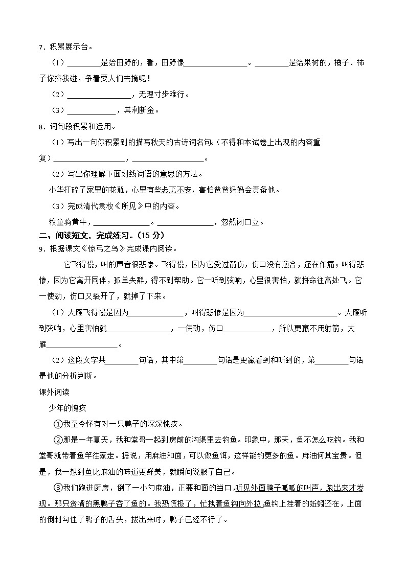 部编版语文六年级下册小升初一轮复习试题（四）（肥城专用）第2页