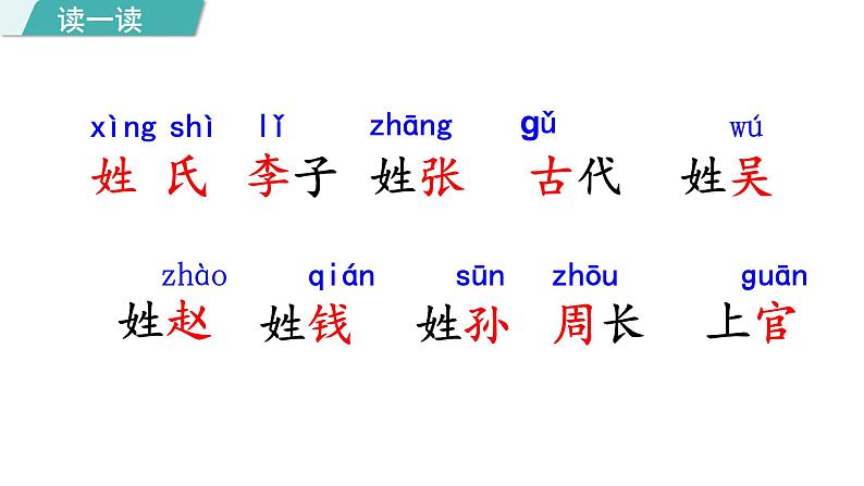 部编版一年级语文下册--识字2. 姓氏歌 （课件）第7页