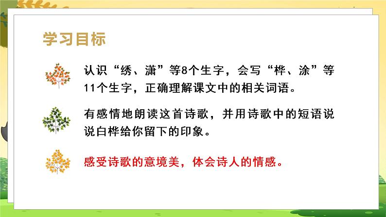 人教4语下 第3单元 11.白桦 PPT课件+教案06