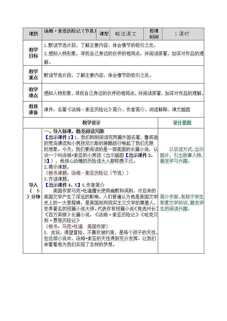 第二单元 7 汤姆·索亚历险记（节选） 课件＋教案01
