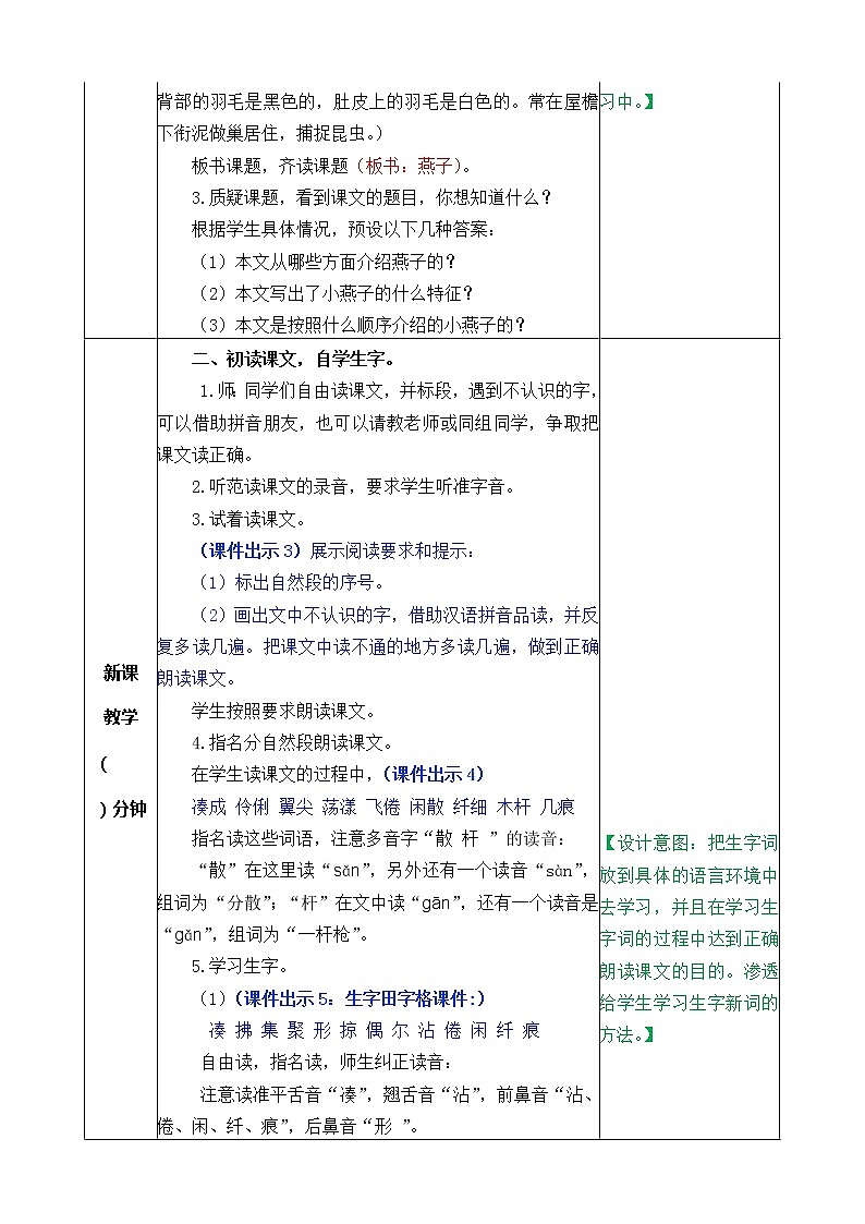 第一单元 2 燕子 课件＋教案＋素材02