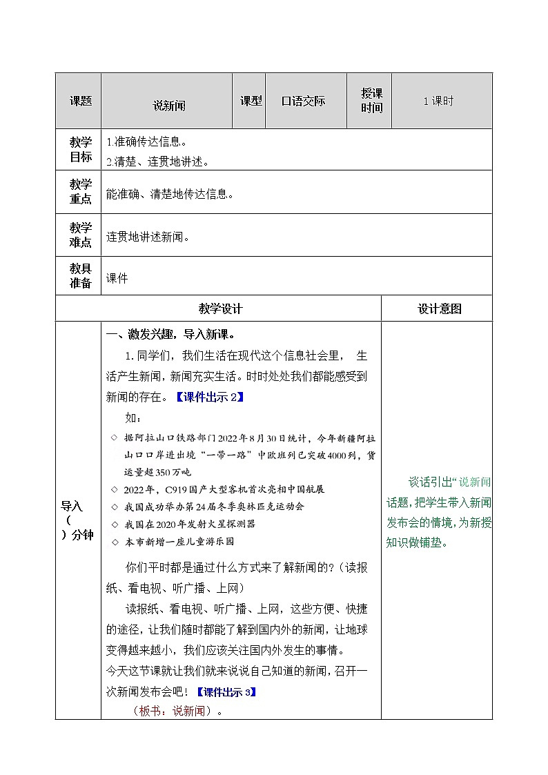 第二单元 口语交际：说新闻 课件＋教案＋素材01