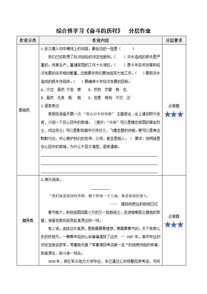 部编版语文六年级下册 综合性学习《奋斗的历程》 课件+教案+练习+任务清单01
