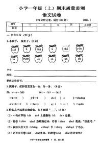 四川省眉山市东坡区2020-2021学年一年级上学期期末考试语文试题