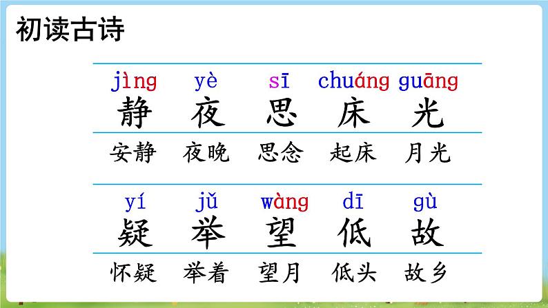 人教语文一下 第4单元 7 静夜思 PPT课件第6页