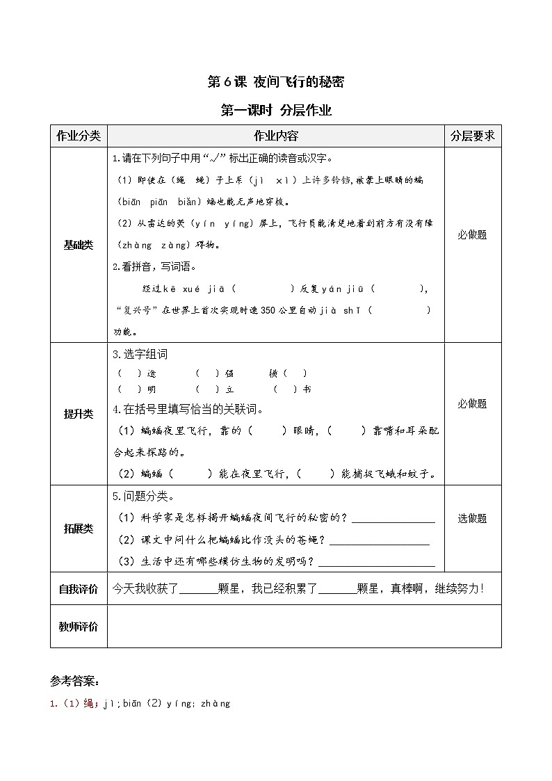 四年级语文上册部编版第6课《夜间飞行的秘密》第一课时（课件+教案+学案+练习）01