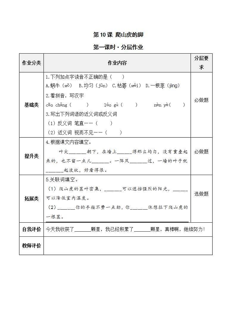 四年级语文上册部编版第10课·爬山虎的脚·第一课时（教学课件+教案+学案+练习）01