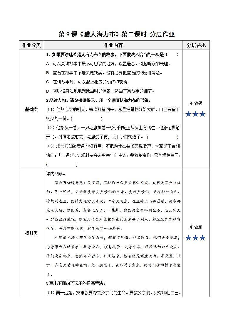 五年级语文上册部编版第9课《猎人海力布》第二课时（课件+教案+学案+练习）01