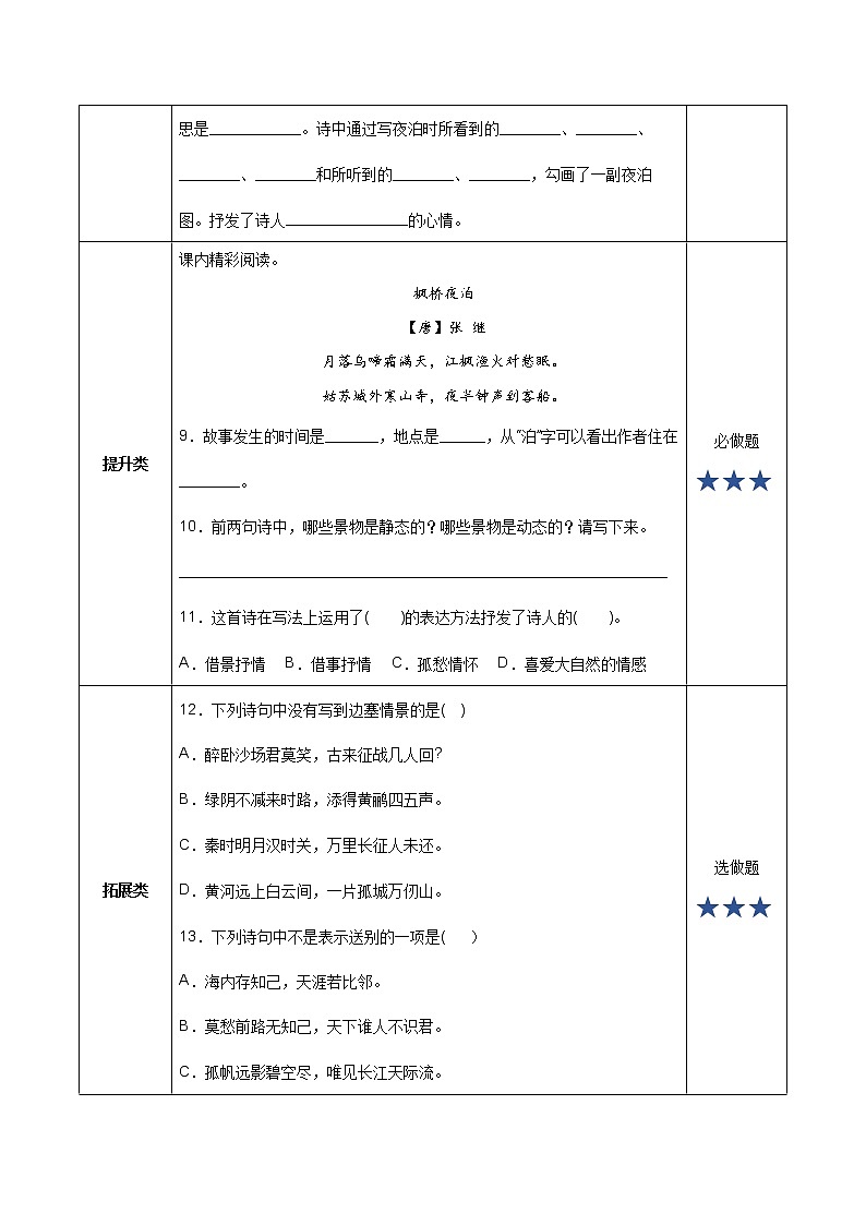 五年级语文上册部编版第21课《古诗词三首》（枫桥夜泊）（课件+教案+学案+练习）02