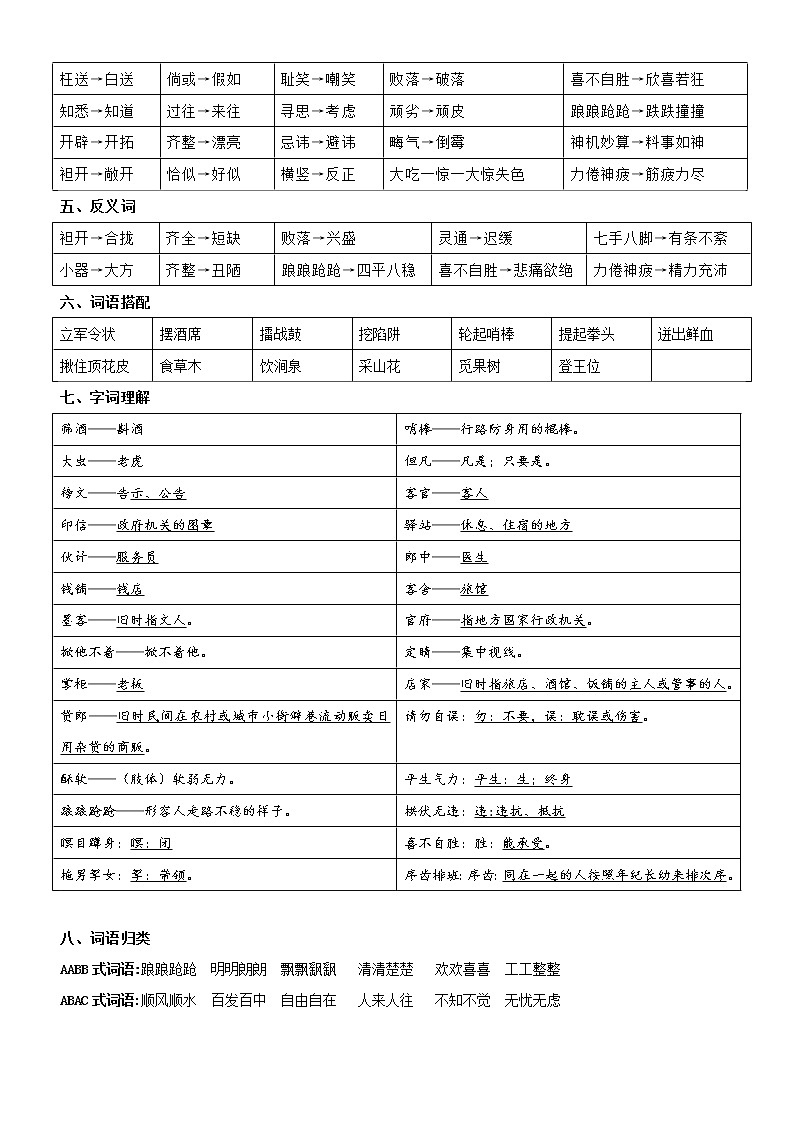 第三单元——2022-2023学年五年级下册语文部编版知识点总结+练习学案（含答案）02