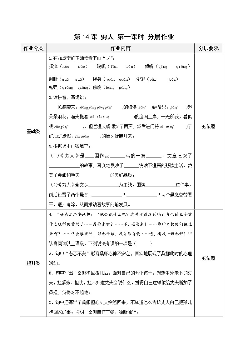 第14课《穷人》第一课时（教学课件）-六年级语文上册部编版01