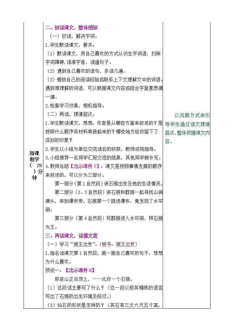 新部编人教版五年级下语文7《猴王出世》优质精品课教学设计03