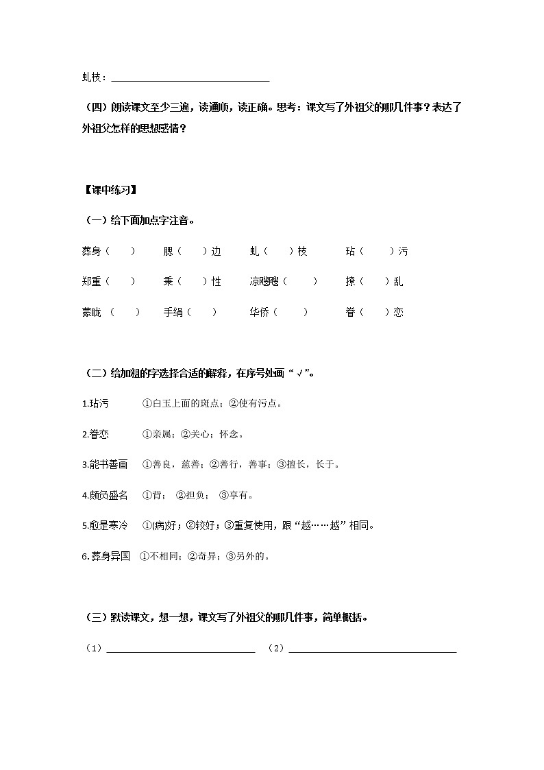 部编版语文五年级下册 4 梅花魂同步练习（无答案）02