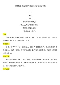 部编版语文四年级下册  古诗词详解知识积累 素材