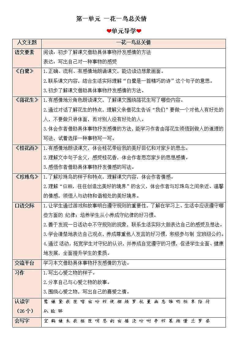 第一单元（导学单）五年级上册语文部编版 学案01
