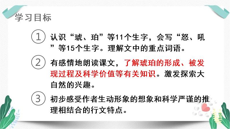 （教学课件）5琥珀-人教版四年级语文下册第二单元第5页