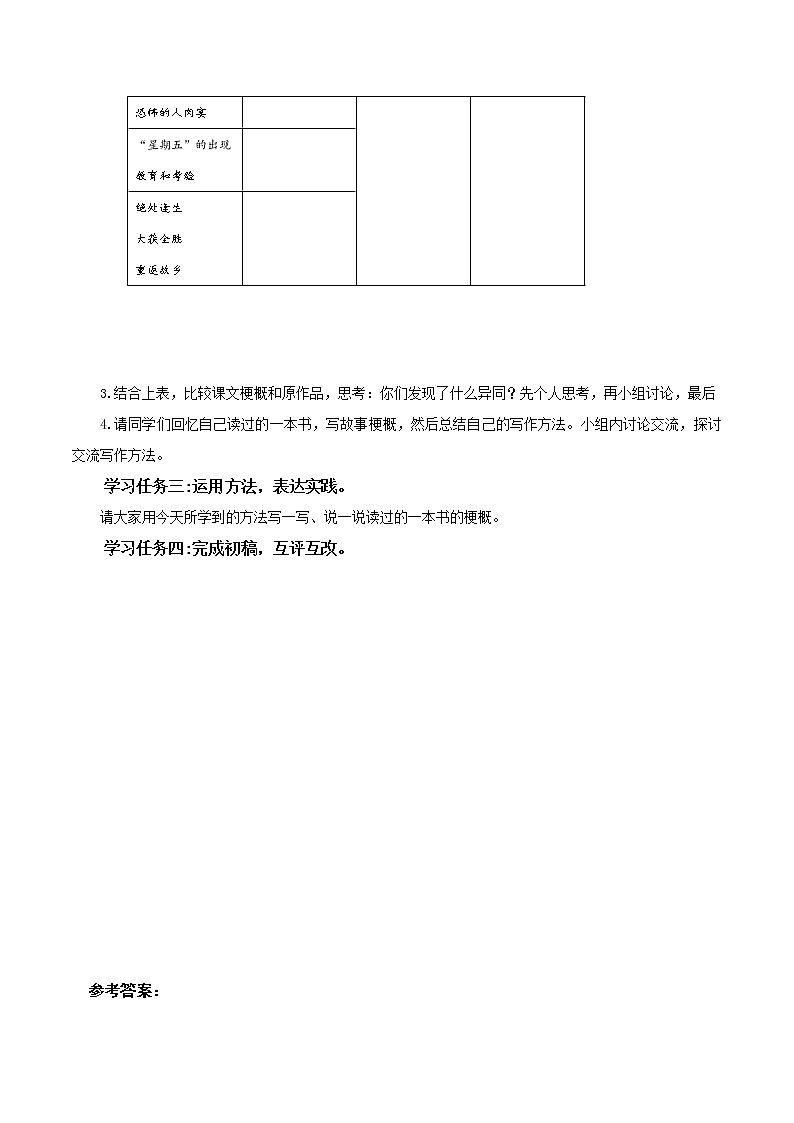 《习作：写作品梗概》（学习任务单）- 六年级语文下册部编版 试卷02