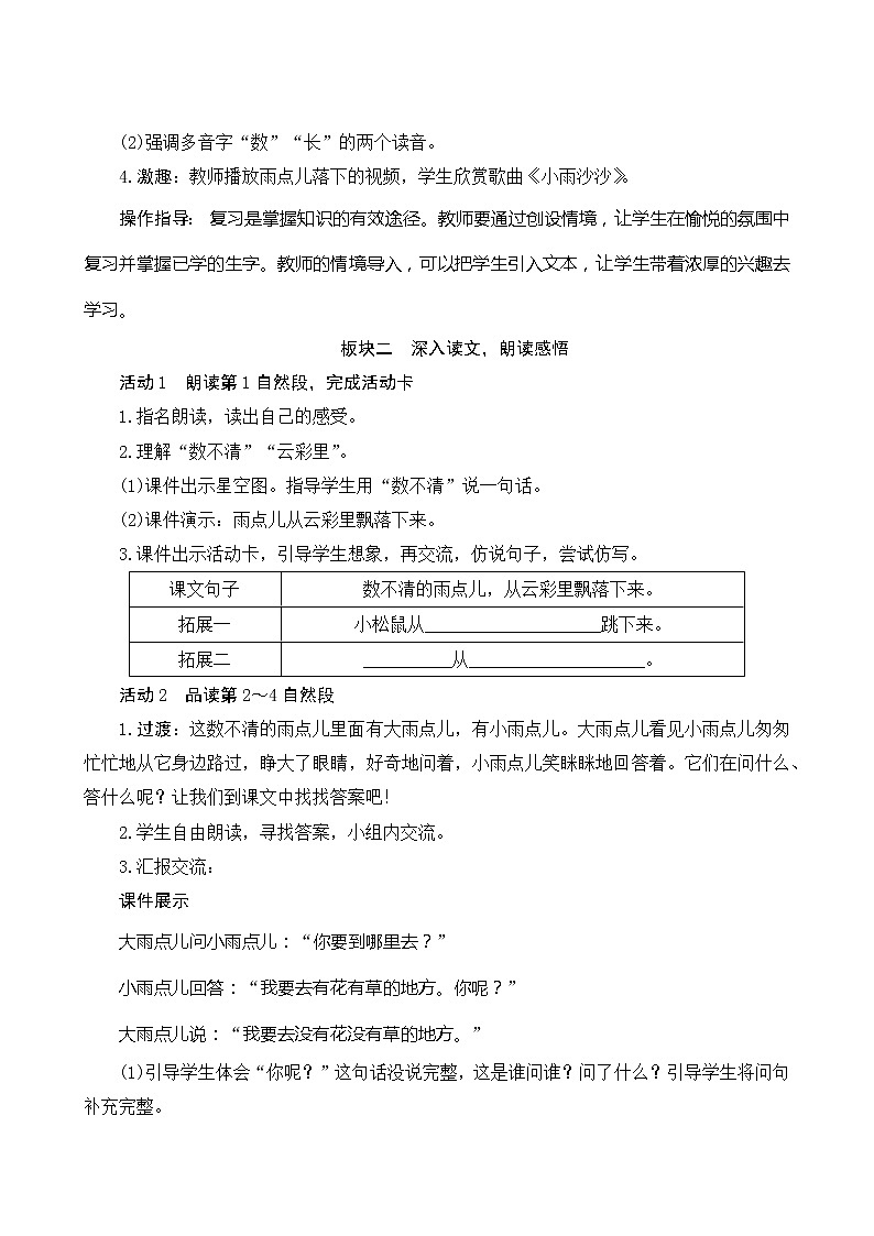 8《雨点儿》第2课时 课件+教案+课时测评+导学案设计02