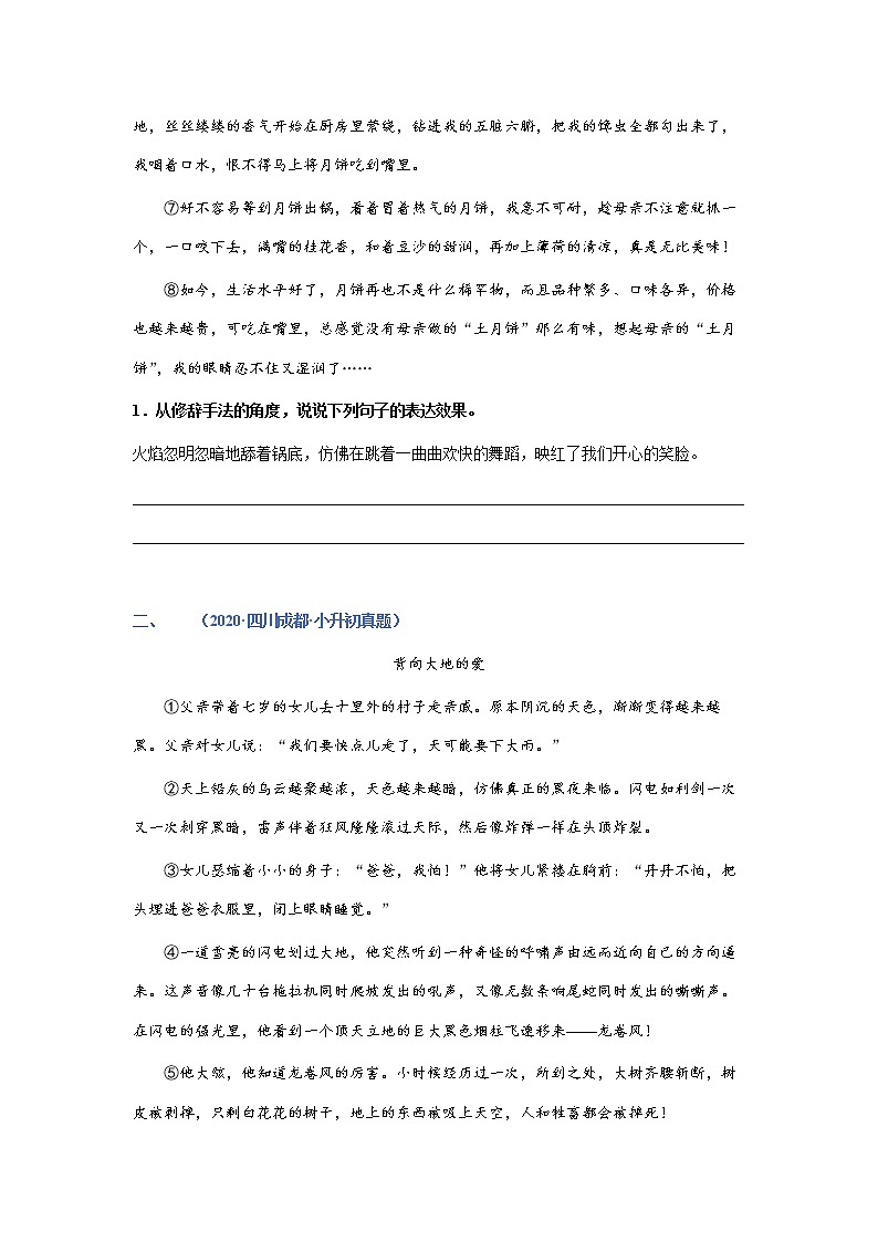 考点07：文章修辞手法赏析（练习）（学生版）02