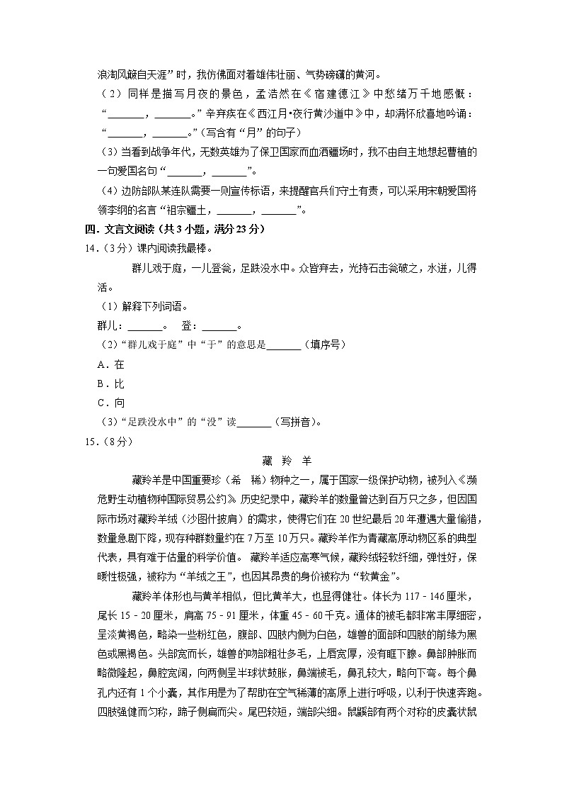 期中模拟试题-2022-2023学年语文六年级下册（部编版）第3页